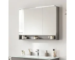 Spiegelschrank FACKELMANN B.Paris 90 x 15,6 x 71,8 cm cubanit grey 2-türig LED IP 20