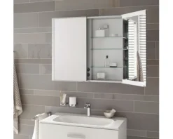 Spiegelschrank KEUCO Royal Match 65 x 16 x 70 cm silber-gebeizt-eloxiert 2-türig LED IP 20