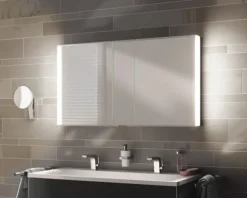Spiegelschrank KEUCO Royal Match 130 x 15 x 70 cm silber 2-türig LED IP 20 Unterputz