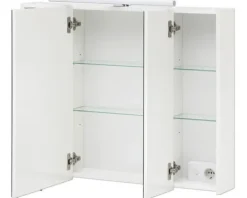 Spiegelschrank Maxim 80 x 16 x 74,7 cm weiß matt 3-türig LED