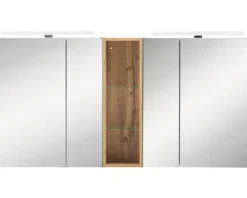 Spiegelschrank Möbelpartner Duo 140 x 16 x 75 cm eiche hell 4-türig LED
