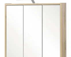 Spiegelschrank Carlos 65 x 16 x 64 cm eiche 3-türig LED