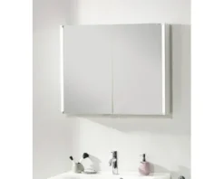 Spiegelschrank EEK A LED-Line weiß 2 trg. 81 cm breit Fackelmann