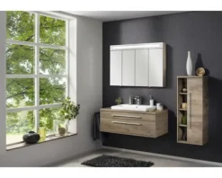 Spiegelschrank FACKELMANN 110 x 16,5 x 78,5 cm eiche 4-türig LED IP 20
