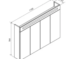 Spiegelschrank FACKELMANN 110 x 16,5 x 78,5 cm eiche 4-türig LED IP 20