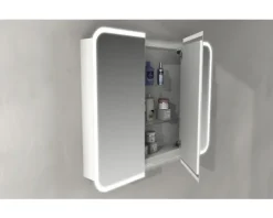 Spiegelschrank 3-türig 95x70cm soft weiß IP 44 (fremdkörper- und spritzwassergeschützt)