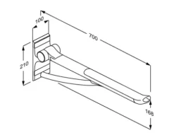 Stützklappgriff Pressalit PLUS 700 mm aluminium/anthrazit matt R360070112