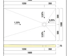 swisspor Befliesbares Duschelement swissporBOARD Doccia Integrato dezentral 100 x 160 x 7.5 cm DN 40 0,5 l/s Ablauf zur kurzen Seite 303465