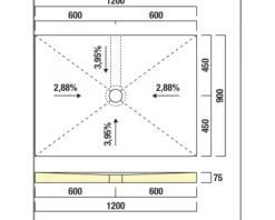 swisspor Befliesbares Duschelement swissporBOARD Doccia integrato zentral 90 x 120 x 7.5 cm DN 40 0,5 l/s Ablauf zur langen Seite 303610
