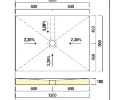 swisspor Befliesbares Duschelement swissporBOARD Doccia Integrato zentral 90 x 120 x 10 cm DN 50 0,8 l/s Ablauf zur langen Seite 303948