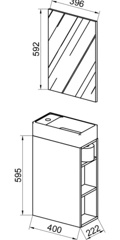 2-tlg Gäste WC Badmöbel Waschtisch Lumia Spiegel