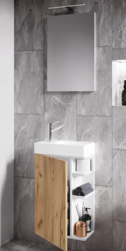 2-tlg Gäste WC Badmöbel Waschtisch Lumia Spiegel