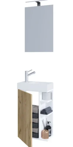 2-tlg Gäste WC Badmöbel Waschtisch Lumia Spiegel
