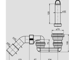 veporit Duschablauf für Dusche 52 mm mit Standrohr