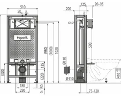 veporit. Vorwandelement ICUBOX FR 1120 für Wand-WC H:1120 mm freistehend