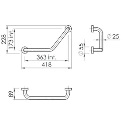 Verchromter Sicherheitsgriff mit Winkel 135°