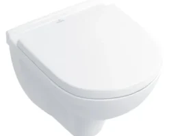 Villeroy & Boch Wand-WC Set O.novo Compact Tiefspüler mit Spülrand verkürzt weiß glänzend mit WC-Sitz 5688H101