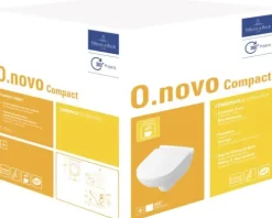Villeroy & Boch Wand-WC Set O.novo Compact Tiefspüler mit Spülrand verkürzt weiß glänzend mit WC-Sitz 5688H101