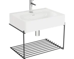 VitrA Möbelwaschtisch Equal 620 x 450 mm weiß glänzend matt mit Ablagegitter schwarz matt 64082
