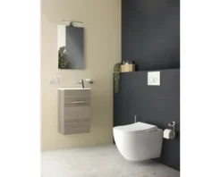 VitrA Wand-WC Set Mia Tiefspüler ohne Spülrand weiß glänzend mit antibakterieller VitrA Hygiene Glasur und WC-Sitz 7510B003-6288