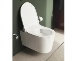 VitrA Wand-WC Set Nest Tiefspüler QuantumFlush ohne Spülrand weiß glänzend mit Beschichtung VitrA Hygiene + VitrA Clean mit WC-Sitz 7870B403-6361