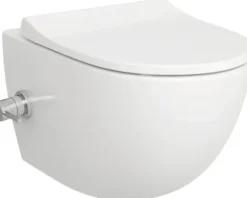 VitrA Dusch-WC Set Sento Tiefspüler spülrandlos mit Hygienedusche weiß glänzend VitrA Hygiene antibakteriell mit WC-Sitz 7748B003-6223
