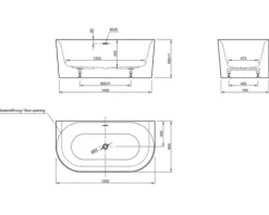 Vorwand Badewannen Set OTTOFOND Afinar 155 x 80 cm weiß 703965