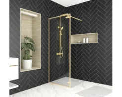 Walk In Aurlane Golden Edge 80 x 200 cm Profil gold Klarglas Reversibel
