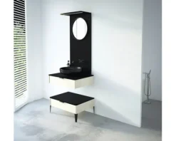Wandpaneel über Waschbecken Devo Lotos BxHxT 56x117x1.7 cm perfect touch schwarz matt