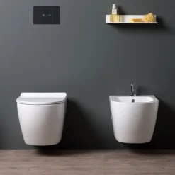 Wand-WC ohne Spülrand + WC-Sitz und Bidet | Folk