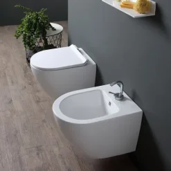 Wand-WC ohne Spülrand + WC-Sitz und Bidet | Folk