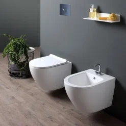 Wand-WC ohne Spülrand + WC-Sitz und Bidet | Folk