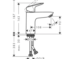 Waschtischmischer hansgrohe Logis 71107000 chrom inkl. Ablaufgarnitur