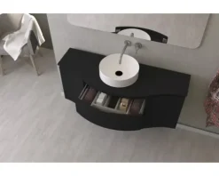 Waschtischplatte Baden Haus Vague 138 x 51 cm Uni schwarz matt ohne Ausschnitt