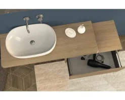 Waschtischplatte Baden Haus 120 x 43 cm Tabacco Holz Ohne Ausschnitt