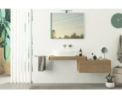 Waschtischplatte Baden Haus 90 x 43 cm Tabacco Holz Ohne Ausschnitt