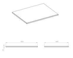 Waschtischplatte Jungborn 606 x 460 mm Uni Ohne Ausschnitt