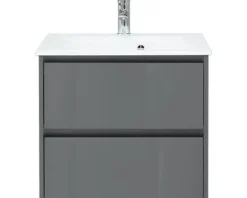 Waschtischunterschrank Pelipal xpressline 3261 grau mit Glasfront BxHxT 60 x 52,9 x 42 cm
