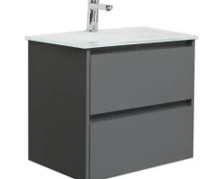 Waschtischunterschrank Pelipal xpressline 3261 grau mit Glasfront BxHxT 60 x 52,9 x 42 cm