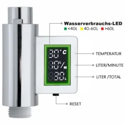 Wasserzähler Wasserverbrauchs- und Temperaturmesser (Chrom)