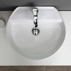 Weiße Ablage in Holzoptik für das Waschbecken in 120 cm | Valentina