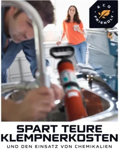 WERKSTEIN Rohrreinigungspumpe I Hochdruck Abflussreiniger zur schnellen und effektiven Rohrreinigung in Bad, Küche und WC I Made in Germany I Rohrreiniger Abflussreiniger Pumpe Rohrreiniger Druckluft