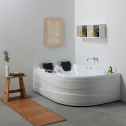 Whirlpool Badewanne für 2 Personen aus weißen Sanitäracryl, Variante links | Aida