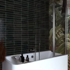 Zweiteilige Badewannenfaltwand aus klarem ESG, H 120cm | Giada